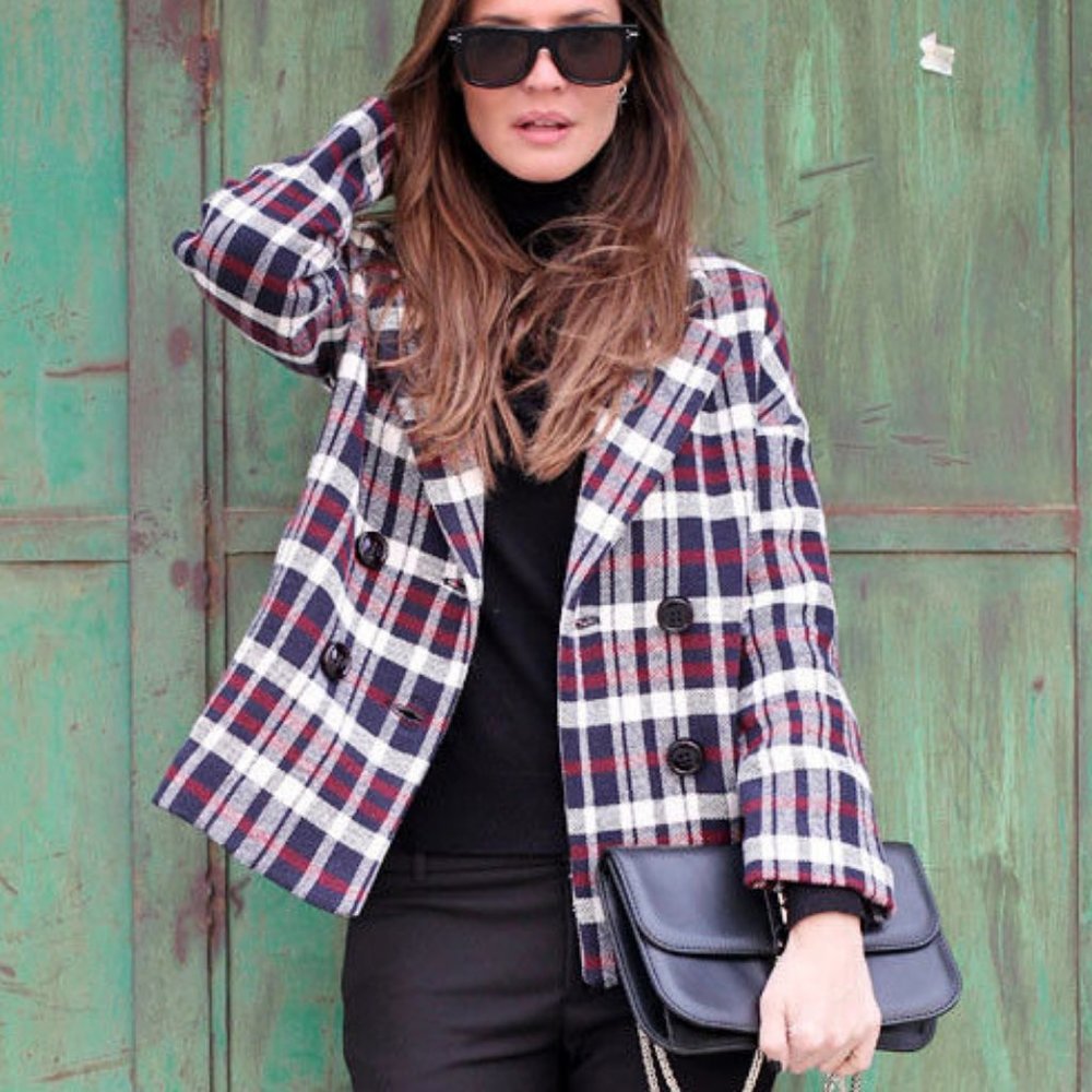 ZARA Plaid Checked Jacket Peacoat Blazer
